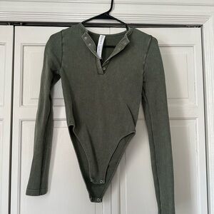 Forever 21 Green Waffle Bodysuit